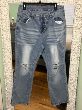 Shein Curve Light Blue Distressed Jeans